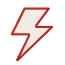 A simple red and white lightning bolt icon on a light gray background.